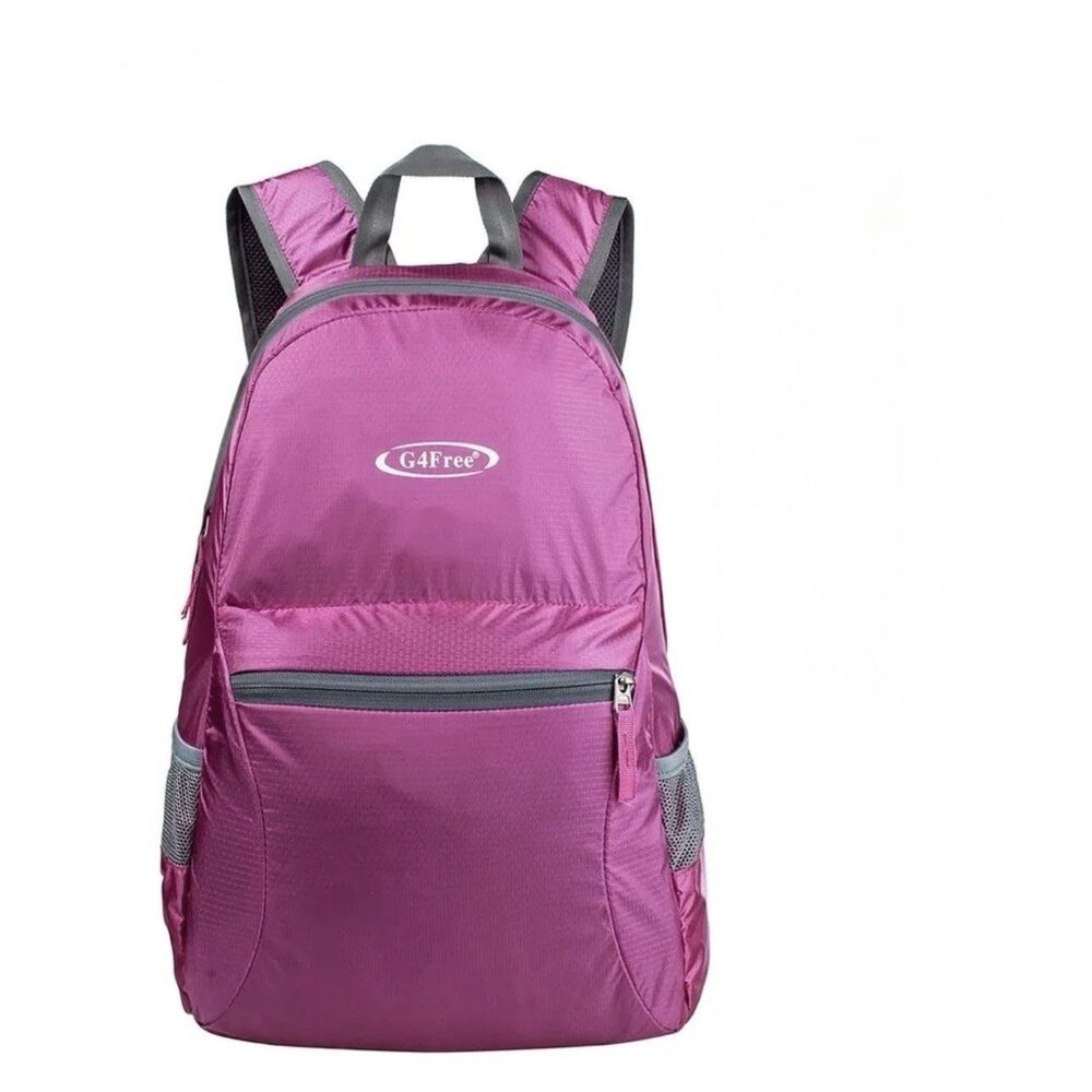 G4FREE Ultra Lightweight Foldable 20L Dark Pink Water Resistant Backpack (B× 4)